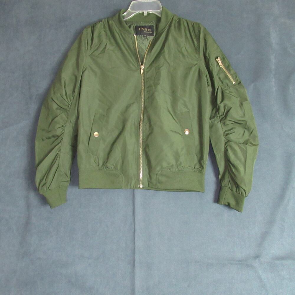 INSO Collection Jacket Womens Medium Green Bomber Full Zip Fashion Modern Rock